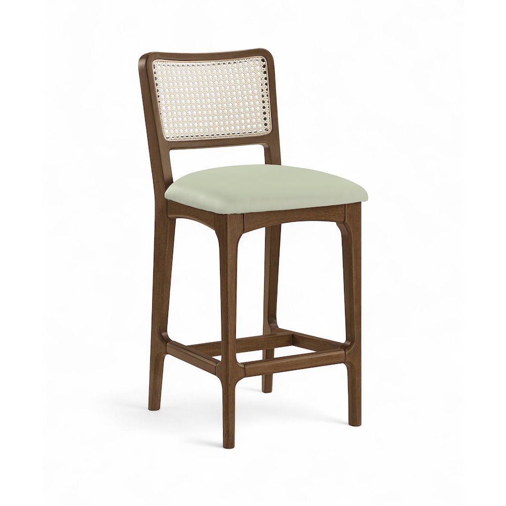 Atrium Mint Vegan Leather Upholstered Counter Stool, Set of 2. Picture 3
