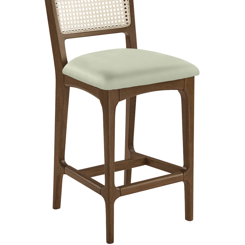 Atrium Mint Vegan Leather Upholstered Counter Stool, Set of 2. Picture 9
