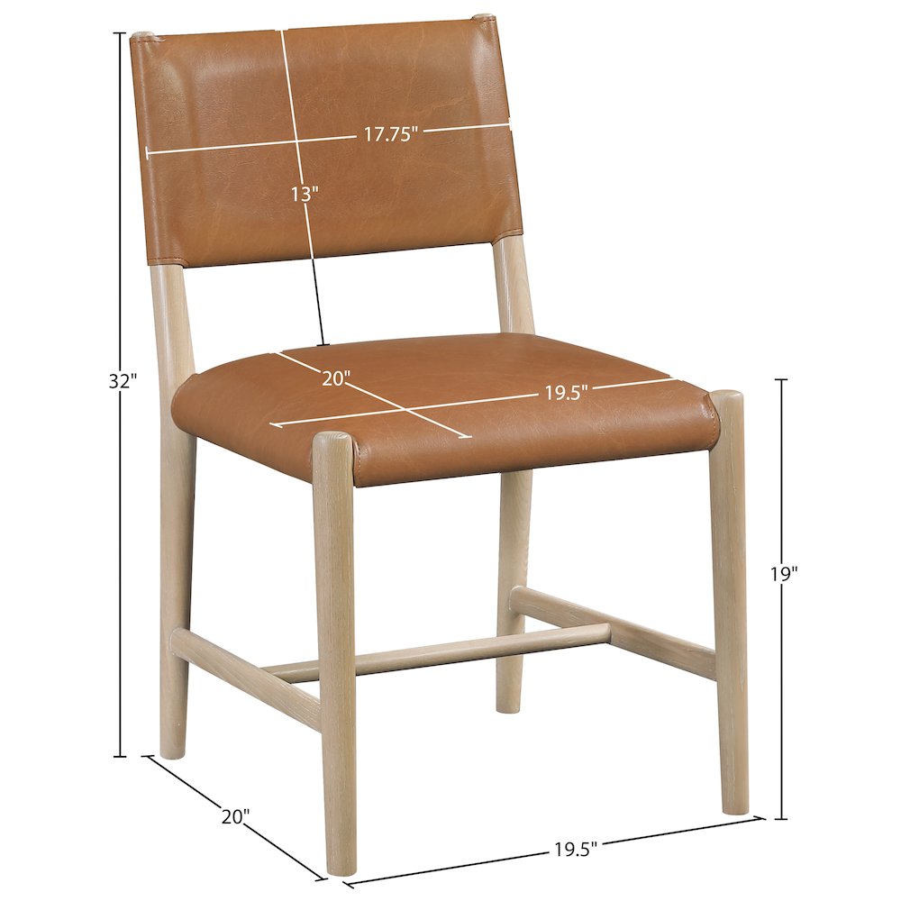 Andie Cognac Vegan Leather Upholstered Dining Chair, Set of 2. Picture 11
