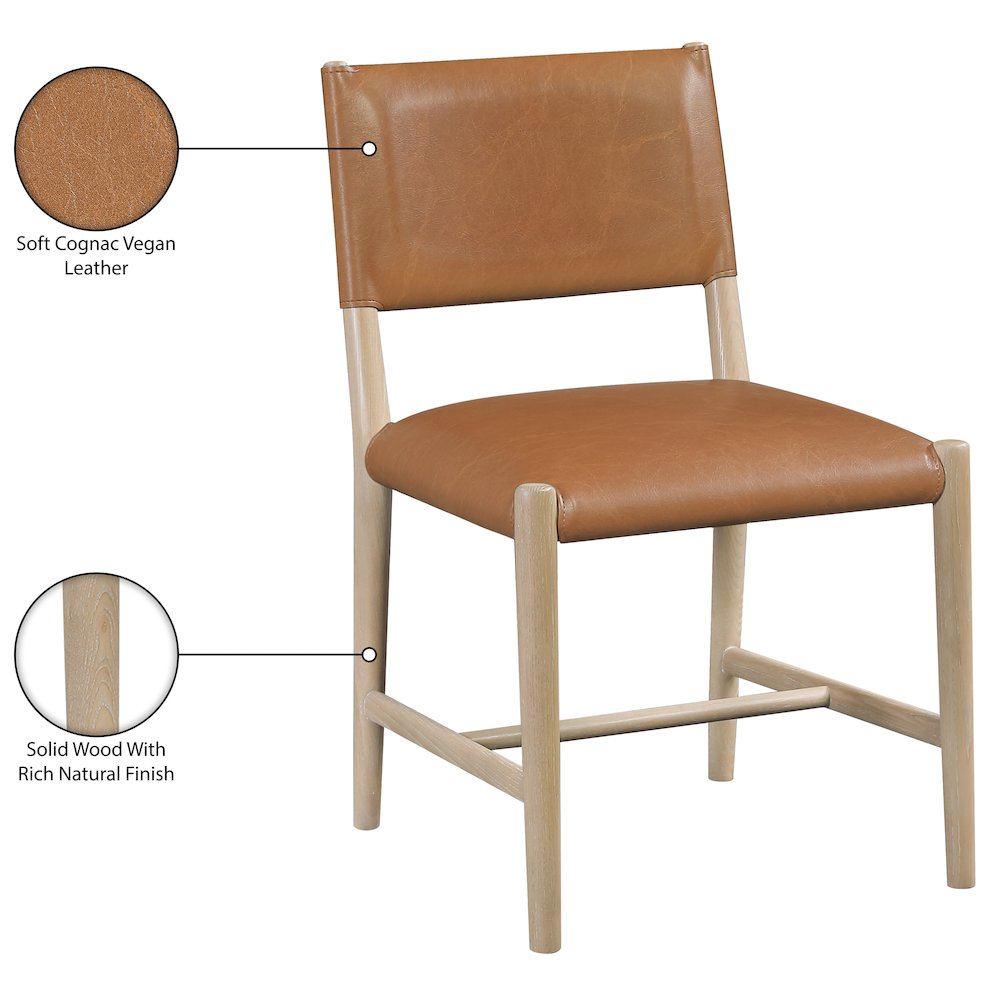 Andie Cognac Vegan Leather Upholstered Dining Chair, Set of 2. Picture 12