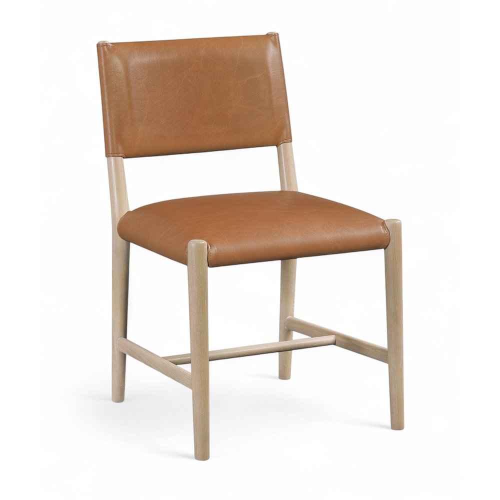 Andie Cognac Vegan Leather Upholstered Dining Chair, Set of 2. Picture 2