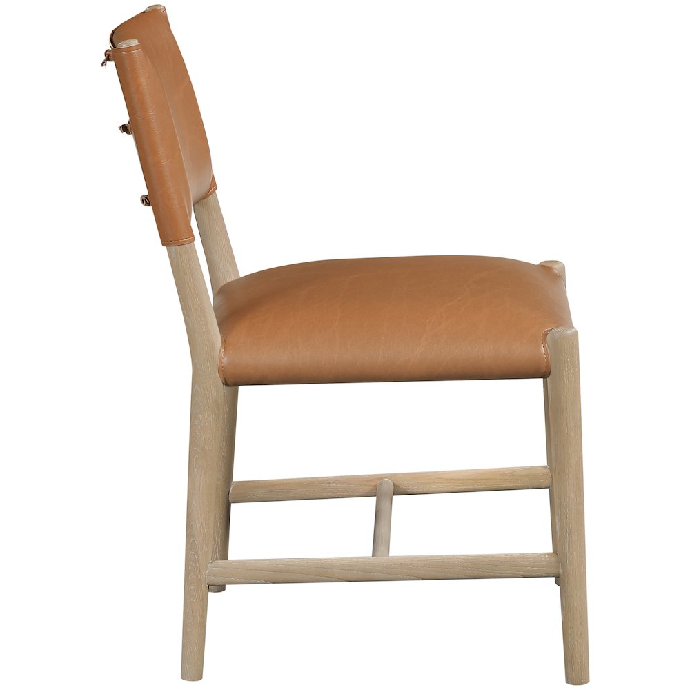 Andie Cognac Vegan Leather Upholstered Dining Chair, Set of 2. Picture 3