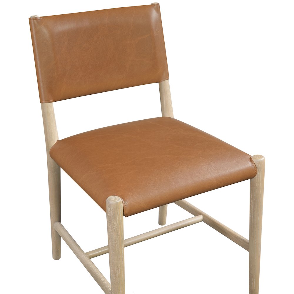 Andie Cognac Vegan Leather Upholstered Dining Chair, Set of 2. Picture 5