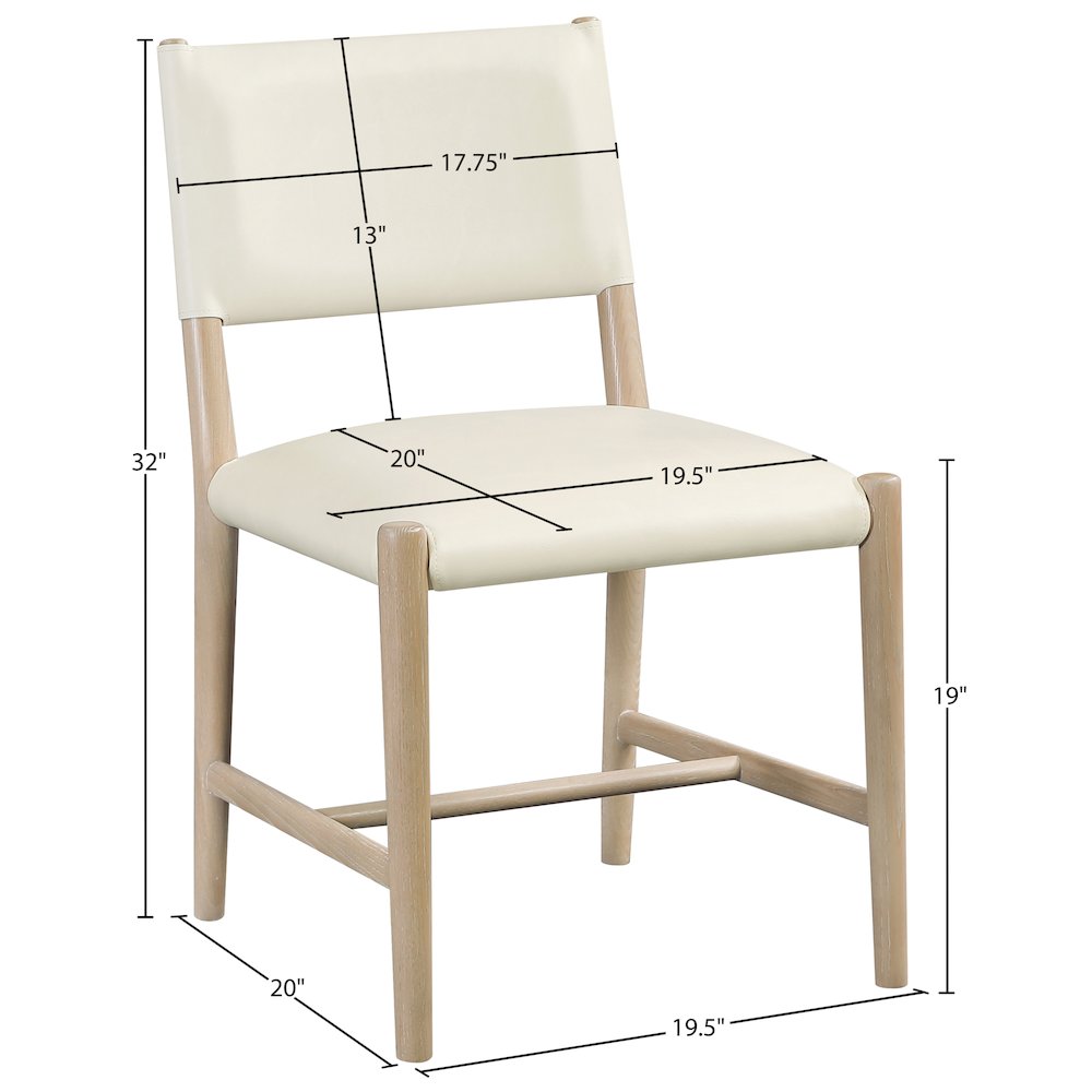 Andie Cream Vegan Leather Upholstered Dining Chair, Set of 2. Picture 11
