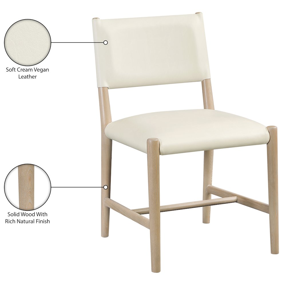 Andie Cream Vegan Leather Upholstered Dining Chair, Set of 2. Picture 12