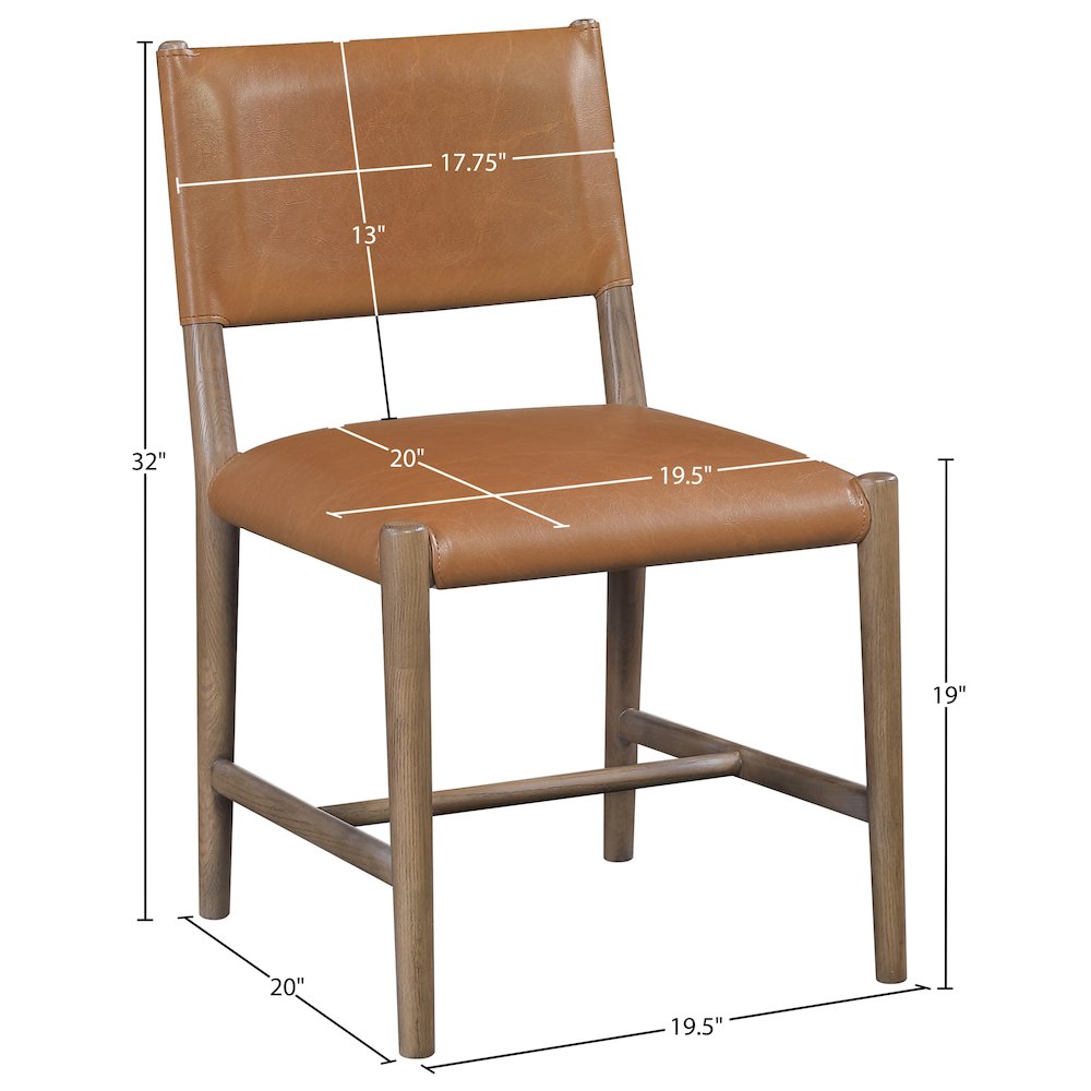 Andie Cognac Vegan Leather Upholstered Dining Chair, Set of 2. Picture 11