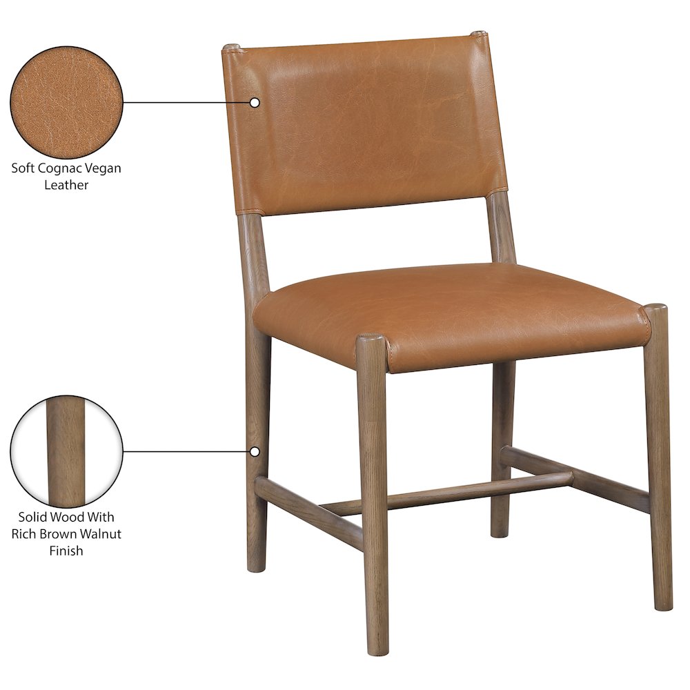 Andie Cognac Vegan Leather Upholstered Dining Chair, Set of 2. Picture 12