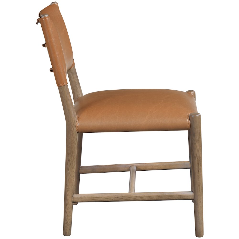 Andie Cognac Vegan Leather Upholstered Dining Chair, Set of 2. Picture 3