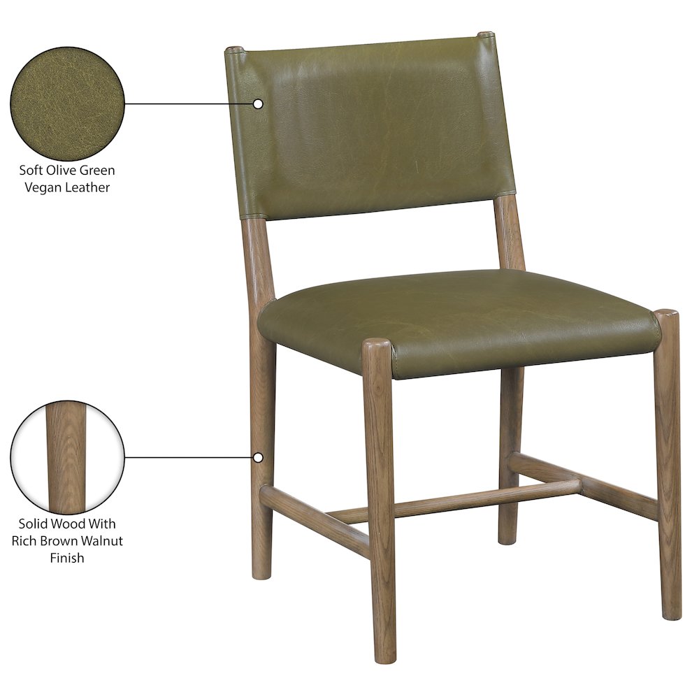 Andie Olive Vegan Leather Upholstered Dining Chair, Set of 2. Picture 12