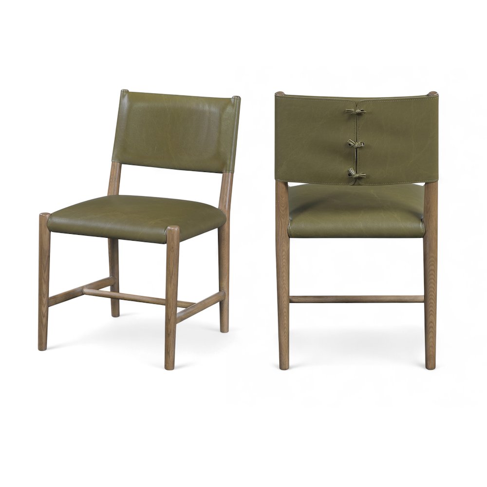 Andie Olive Vegan Leather Upholstered Dining Chair, Set of 2. Picture 1