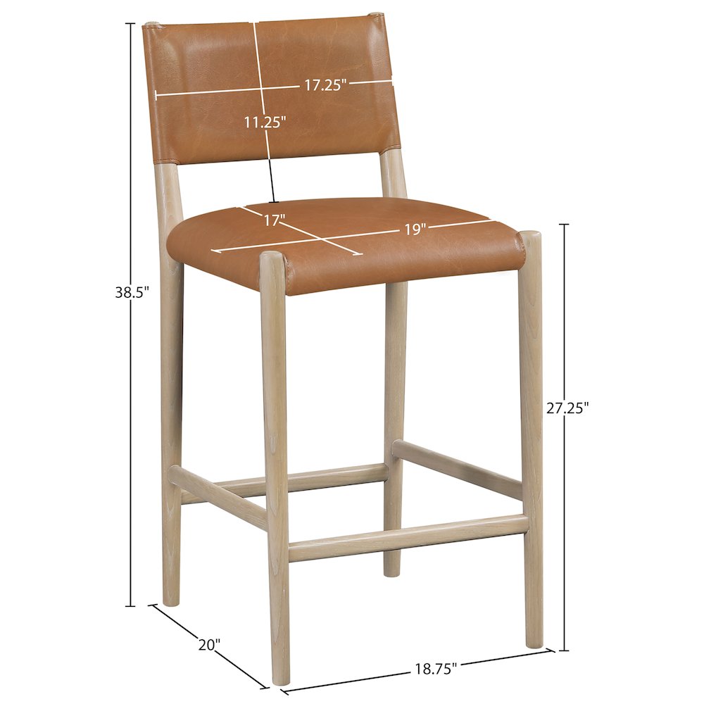 Andie Cognac Vegan Leather Upholstered Counter Stool. Picture 9