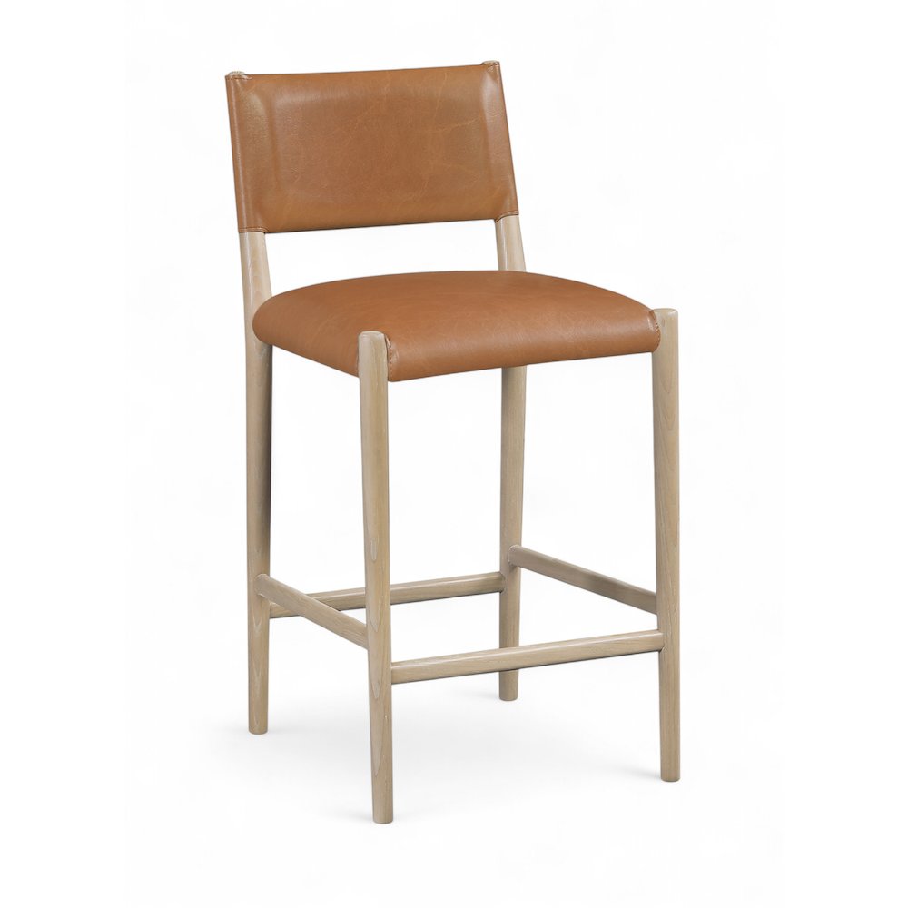 Andie Cognac Vegan Leather Upholstered Counter Stool. Picture 1