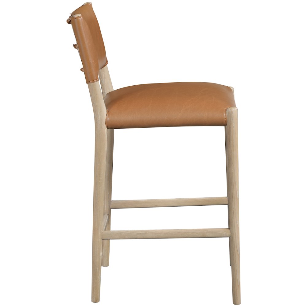 Andie Cognac Vegan Leather Upholstered Counter Stool. Picture 2