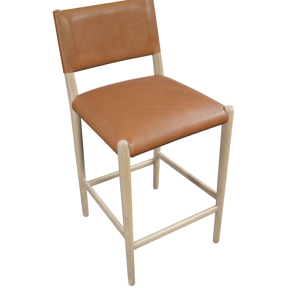 Andie Cognac Vegan Leather Upholstered Counter Stool. Picture 3