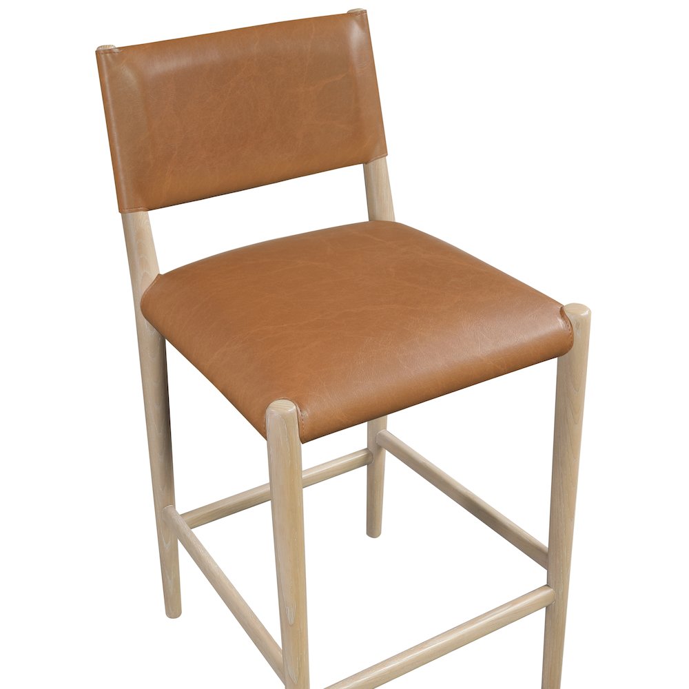 Andie Cognac Vegan Leather Upholstered Counter Stool. Picture 4