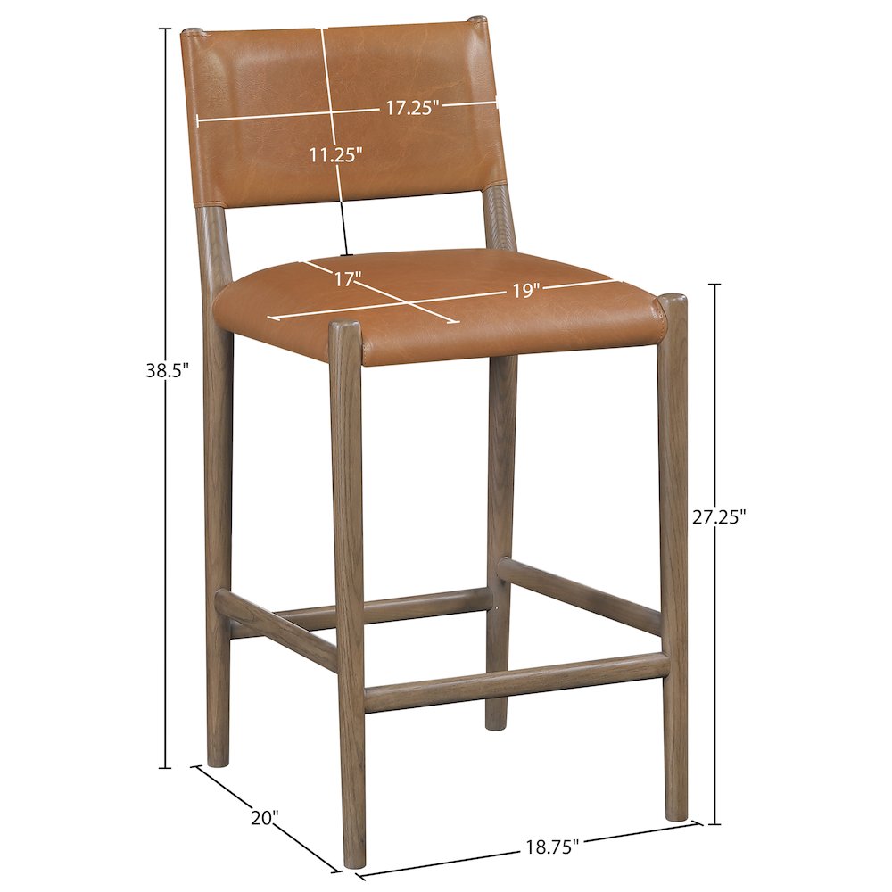 Andie Cognac Vegan Leather Upholstered Counter Stool. Picture 9