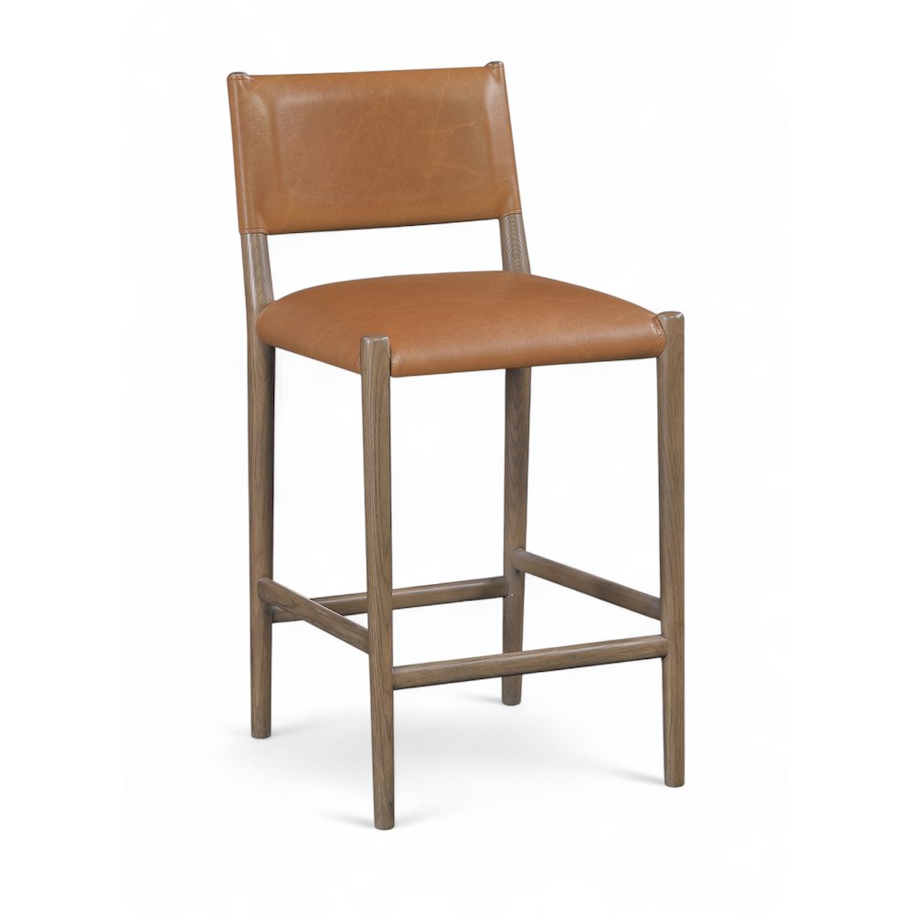 Andie Cognac Vegan Leather Upholstered Counter Stool. Picture 1