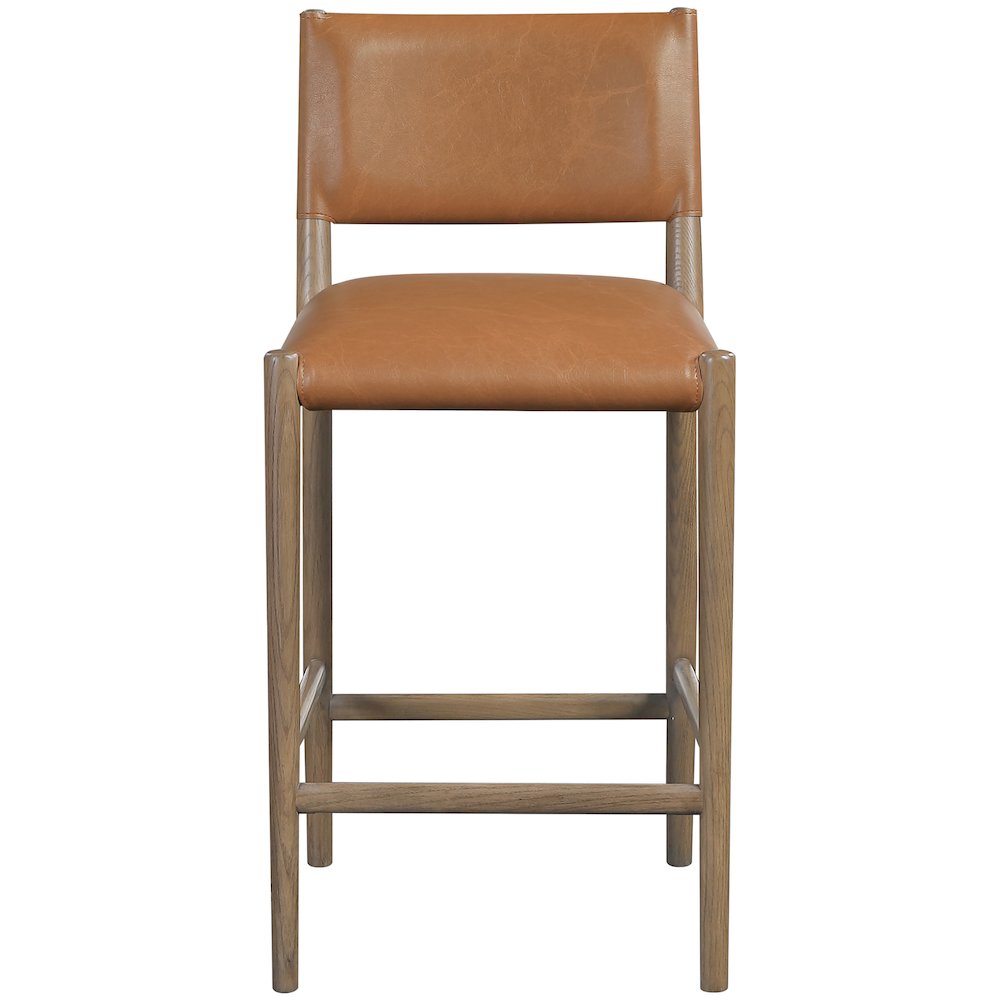 Andie Cognac Vegan Leather Upholstered Counter Stool. Picture 7