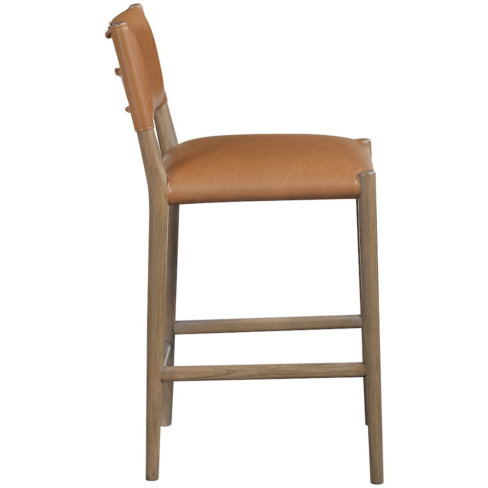 Andie Cognac Vegan Leather Upholstered Counter Stool. Picture 2