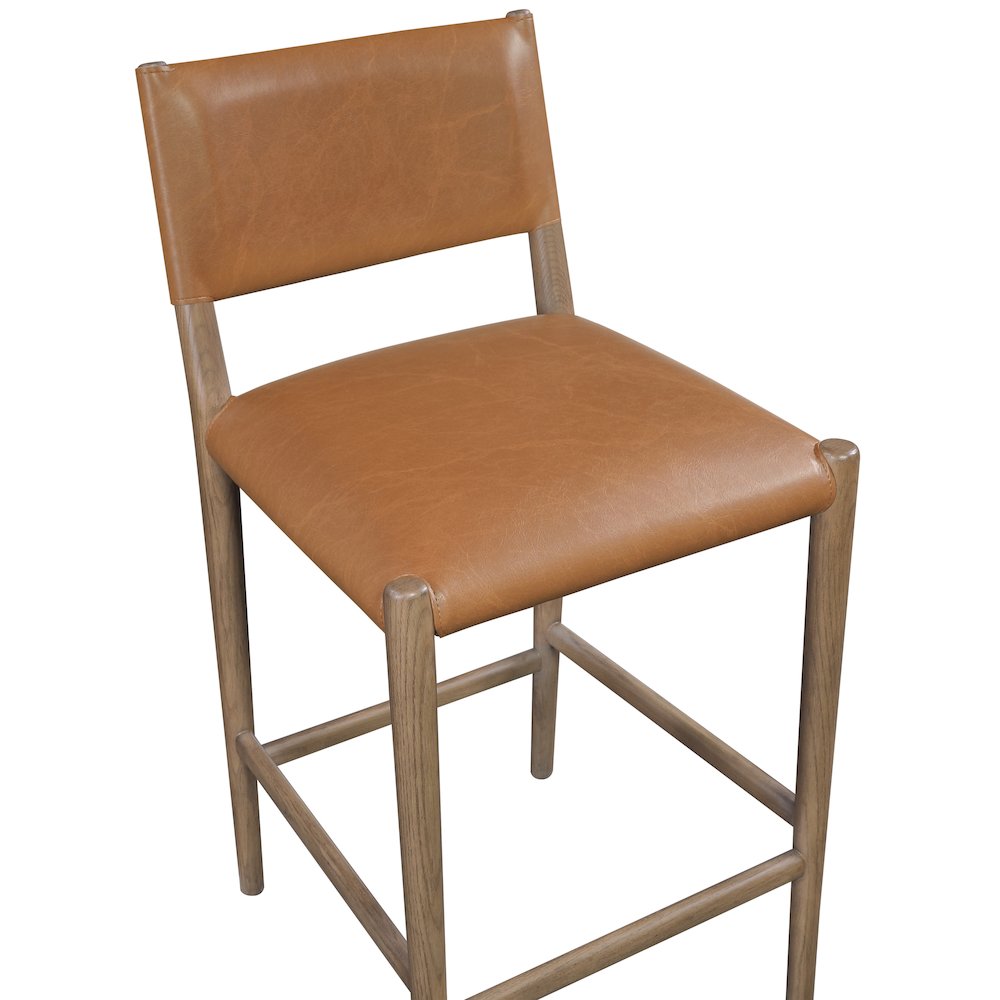 Andie Cognac Vegan Leather Upholstered Counter Stool. Picture 3