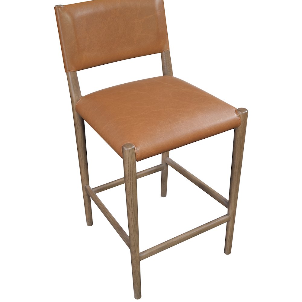 Andie Cognac Vegan Leather Upholstered Counter Stool. Picture 4