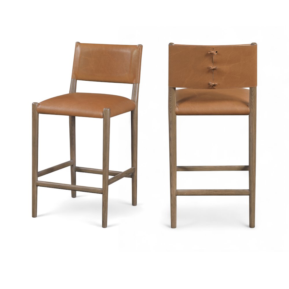 Andie Cognac Vegan Leather Upholstered Counter Stool. Picture 11