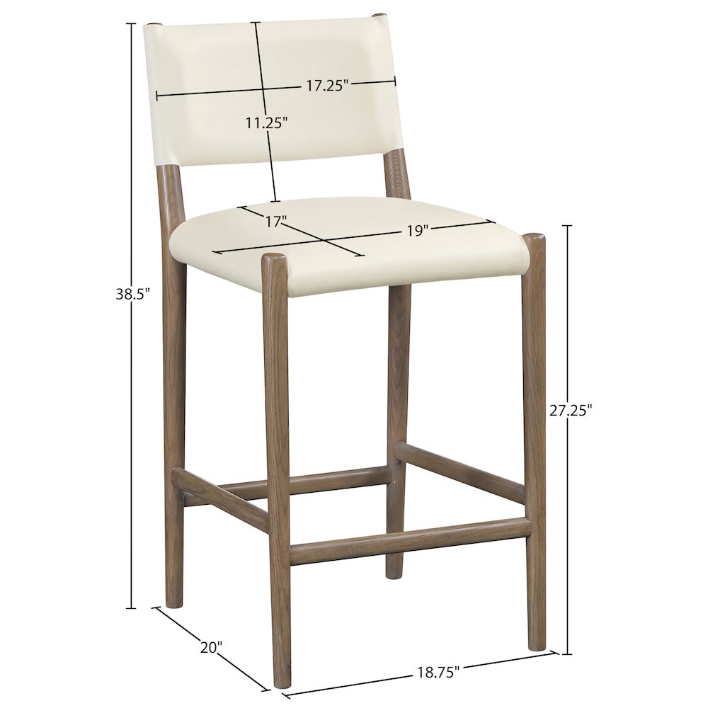 Andie Cream Vegan Leather Upholstered Counter Stool. Picture 9