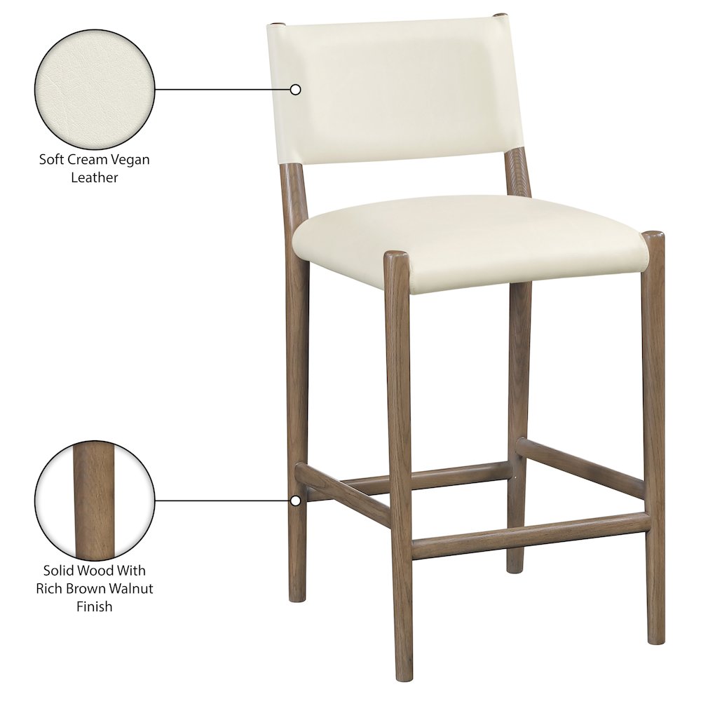 Andie Cream Vegan Leather Upholstered Counter Stool. Picture 10
