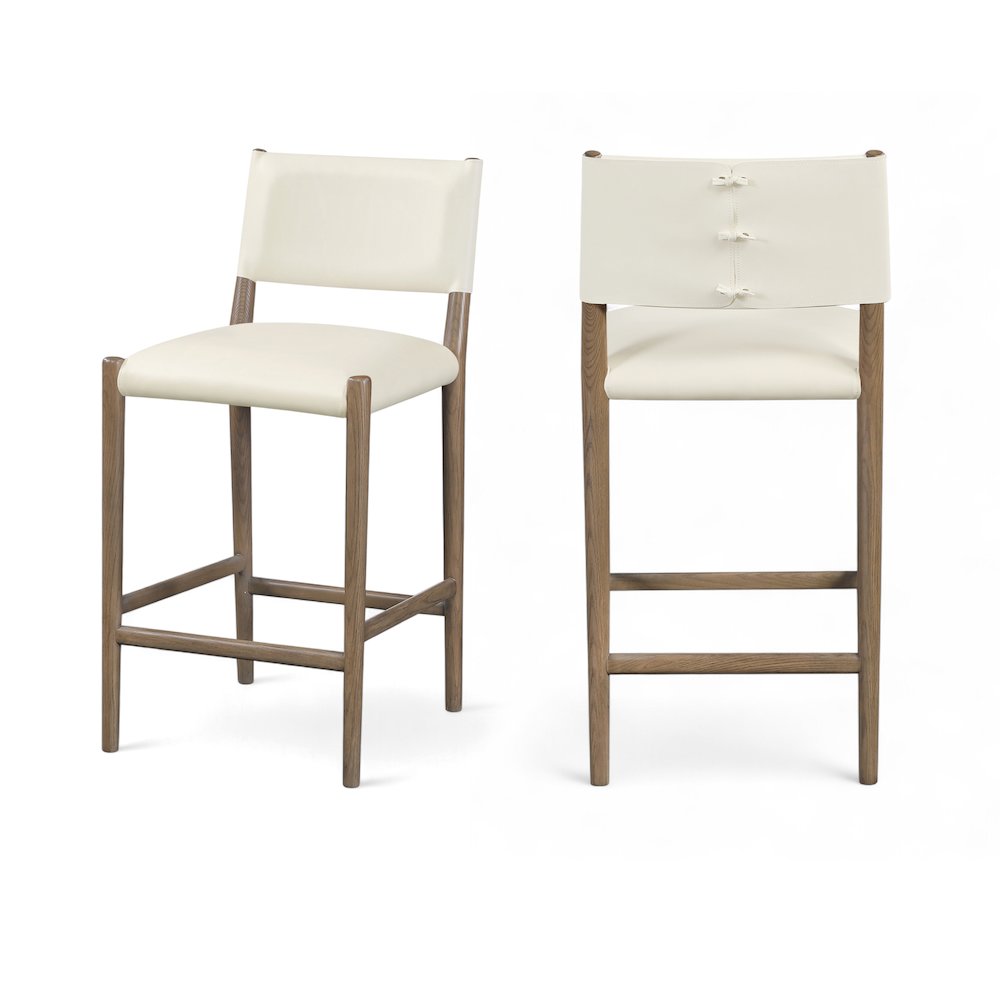 Andie Cream Vegan Leather Upholstered Counter Stool. Picture 11