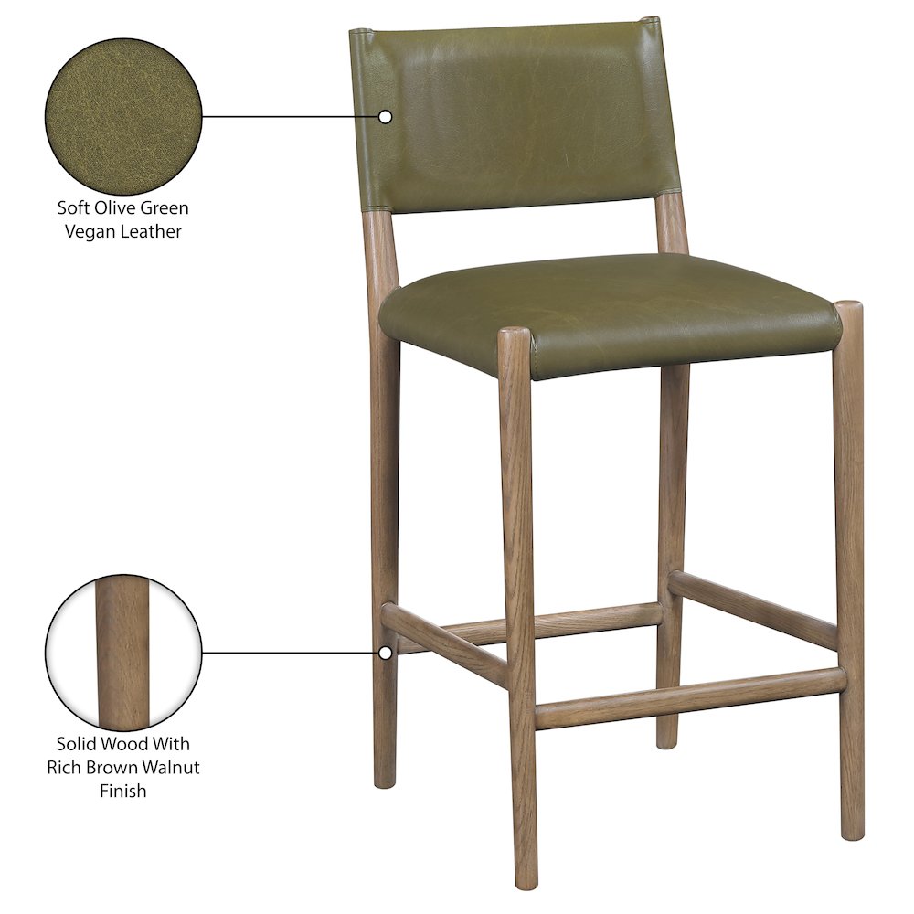 Andie Olive Vegan Leather Upholstered Counter Stool. Picture 10