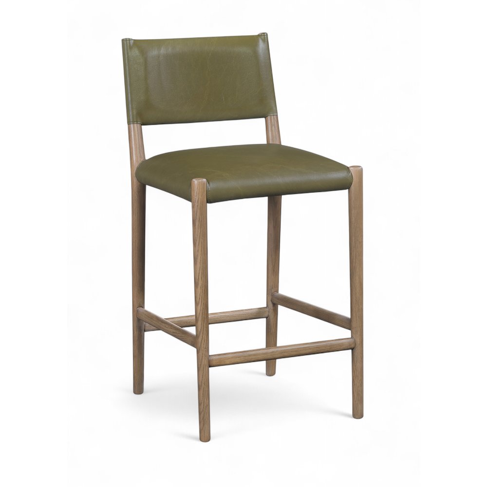 Andie Olive Vegan Leather Upholstered Counter Stool. Picture 1