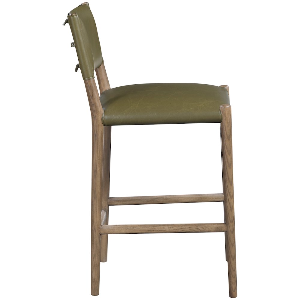 Andie Olive Vegan Leather Upholstered Counter Stool. Picture 2