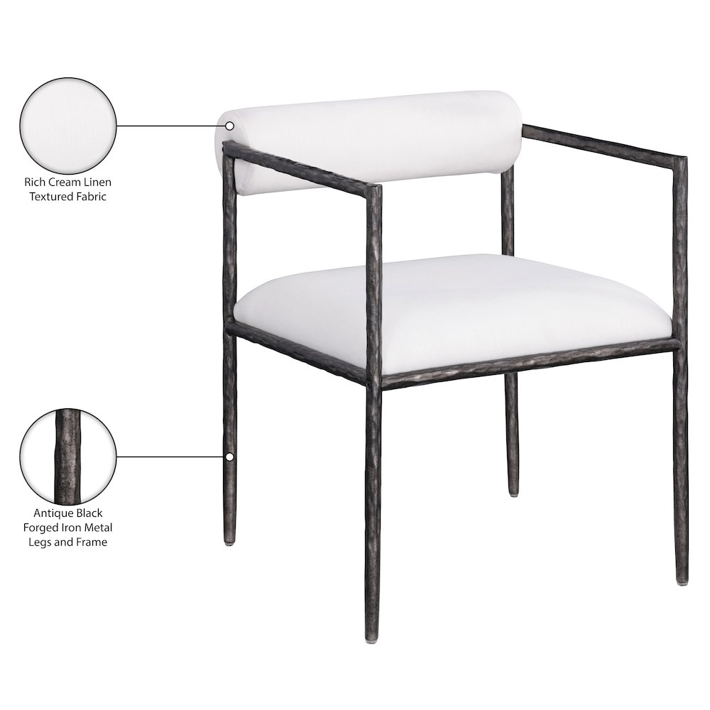 Axis Cream Linen Textured Fabric Upholstered Dining Chair, Set of 2. Picture 13