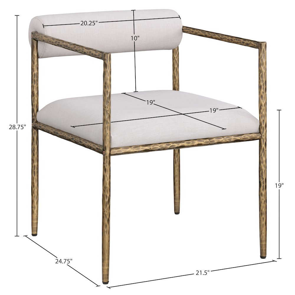 Axis Beige Linen Textured Fabric Upholstered Dining Chair, Set of 2. Picture 12