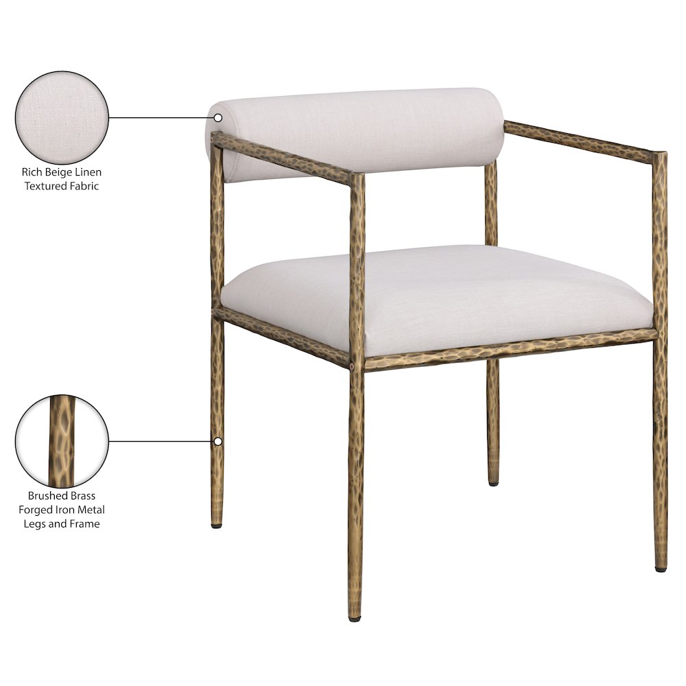 Axis Beige Linen Textured Fabric Upholstered Dining Chair, Set of 2. Picture 13