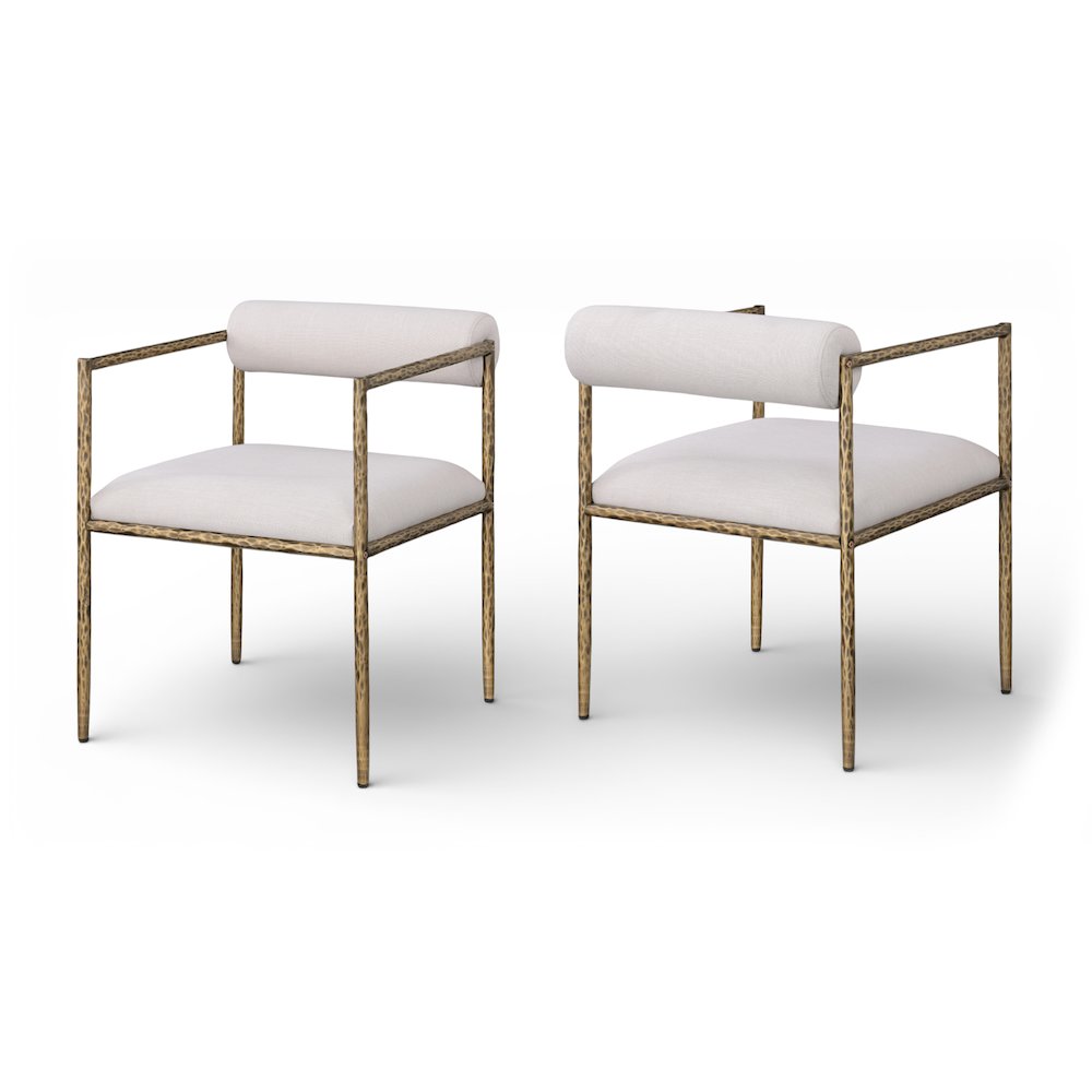 Axis Beige Linen Textured Fabric Upholstered Dining Chair, Set of 2. Picture 1