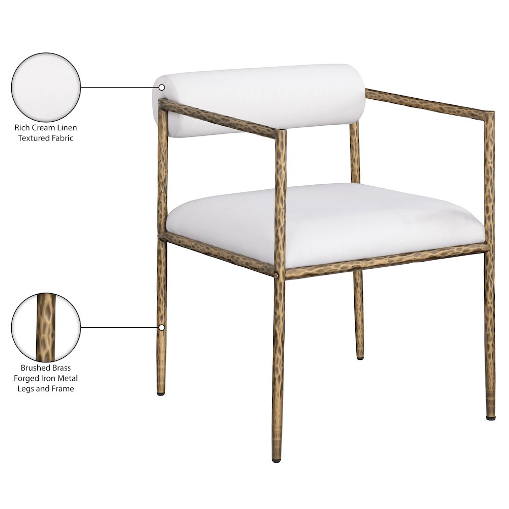 Axis Cream Linen Textured Fabric Upholstered Dining Chair, Set of 2. Picture 13