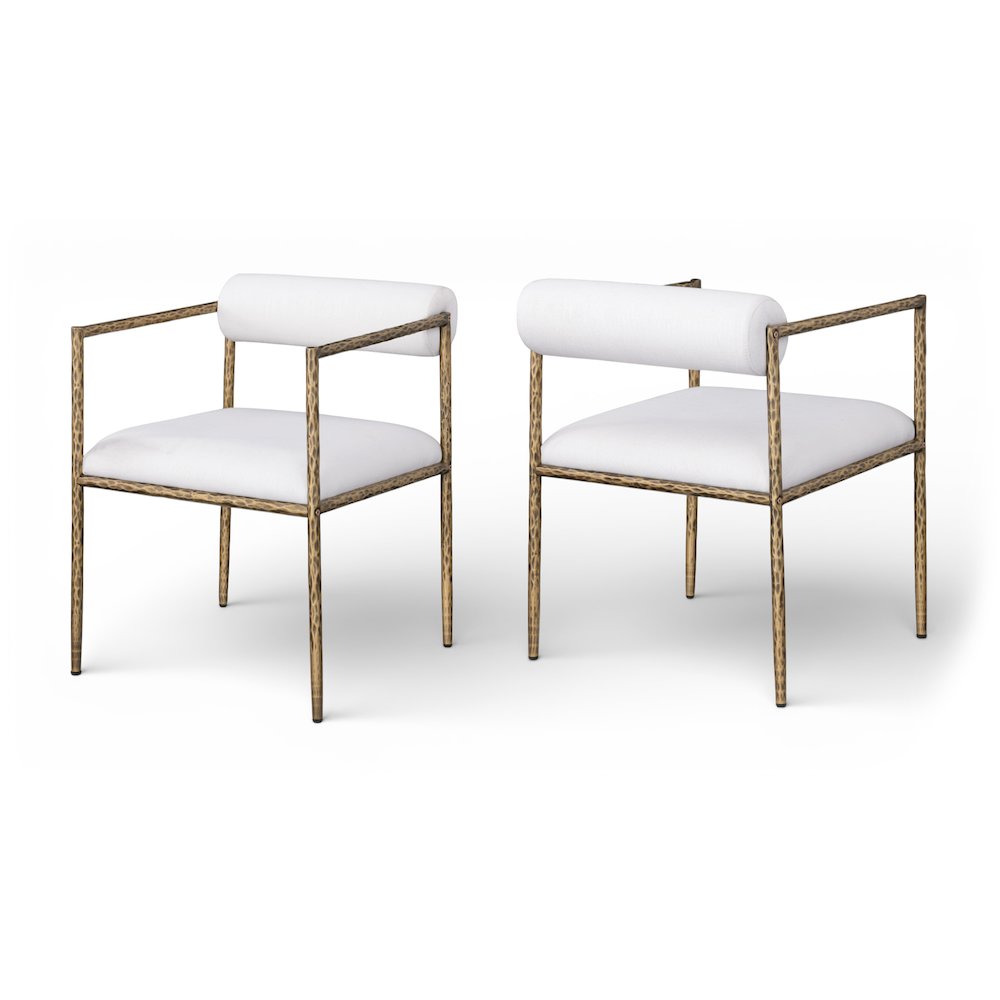 Axis Cream Linen Textured Fabric Upholstered Dining Chair, Set of 2. Picture 1