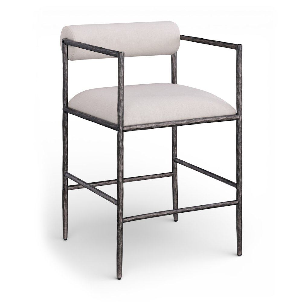 Axis Beige Linen Textured Fabric Upholstered Counter Stool, Set of 2. Picture 3