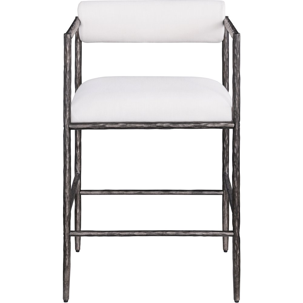 Axis Cream Linen Textured Fabric Upholstered Counter Stool, Set of 2. Picture 5
