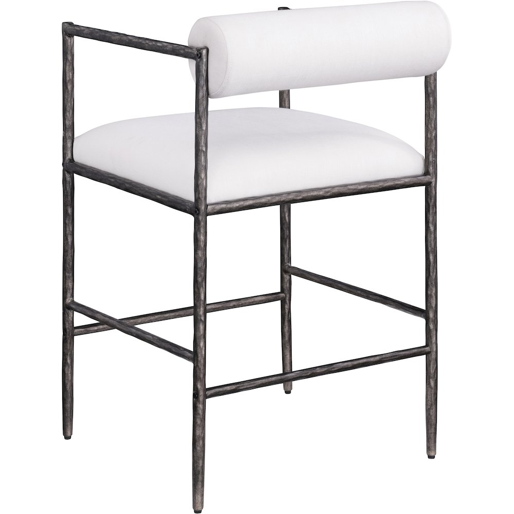 Axis Cream Linen Textured Fabric Upholstered Counter Stool, Set of 2. Picture 8