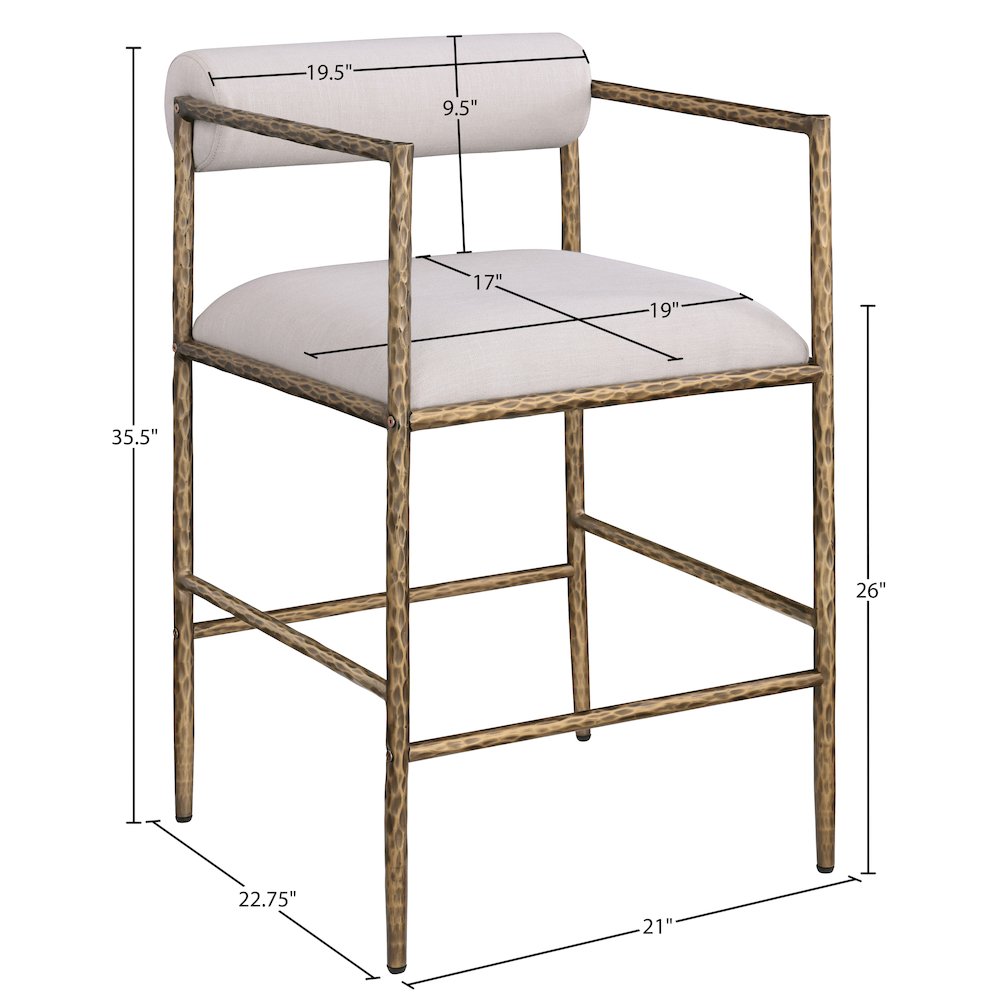 Axis Beige Linen Textured Fabric Upholstered Counter Stool, Set of 2. Picture 12