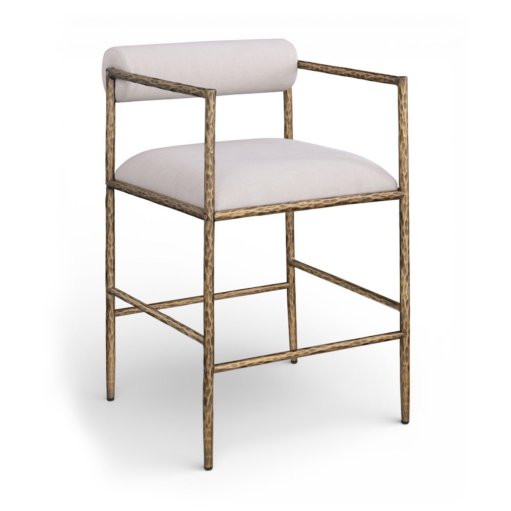 Axis Beige Linen Textured Fabric Upholstered Counter Stool, Set of 2. Picture 3