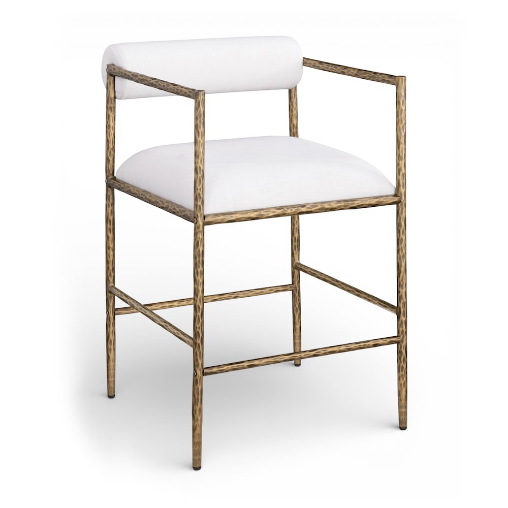 Axis Cream Linen Textured Fabric Upholstered Counter Stool, Set of 2. Picture 3
