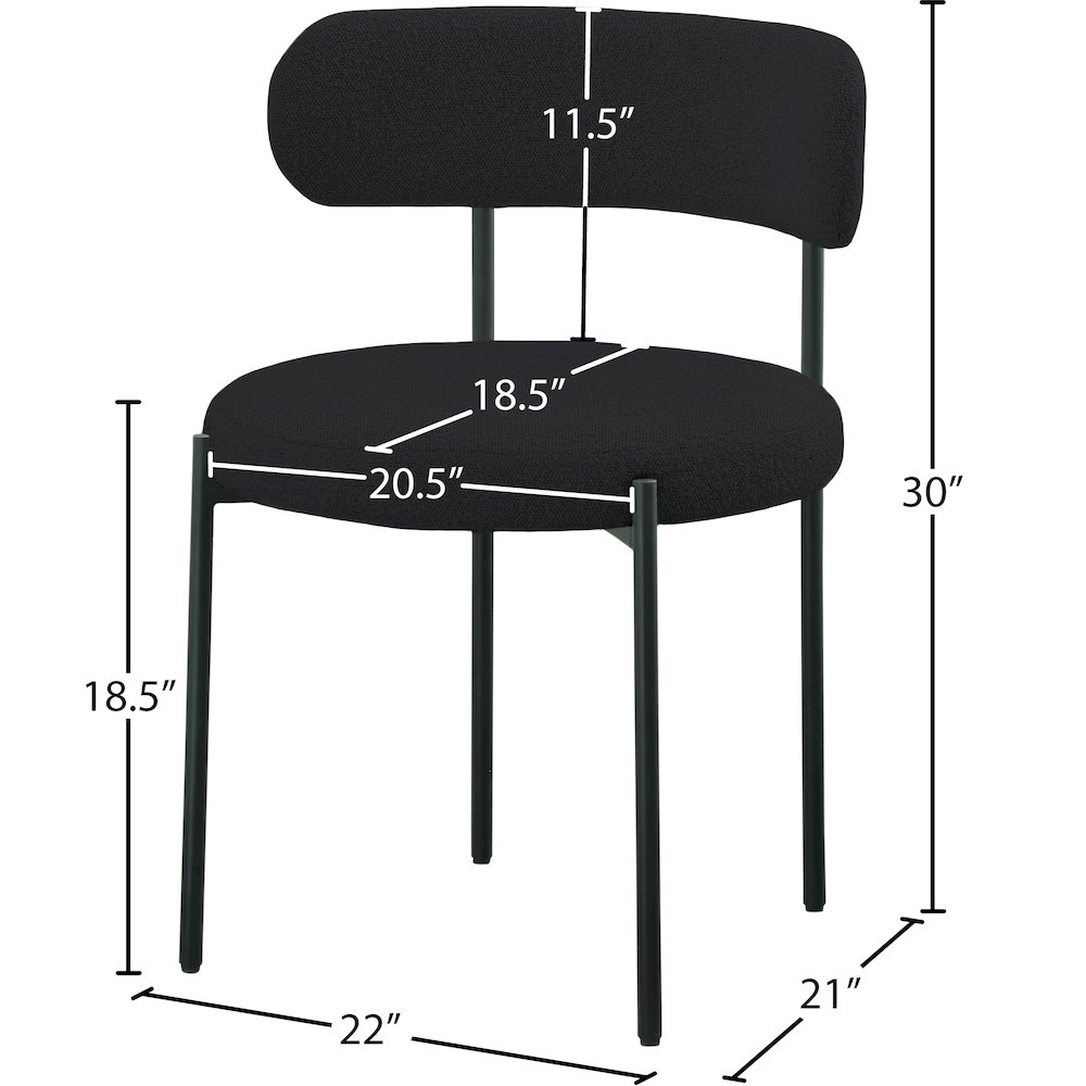 Beacon Black Boucle Fabric Dining Chair, Set of 2. Picture 6