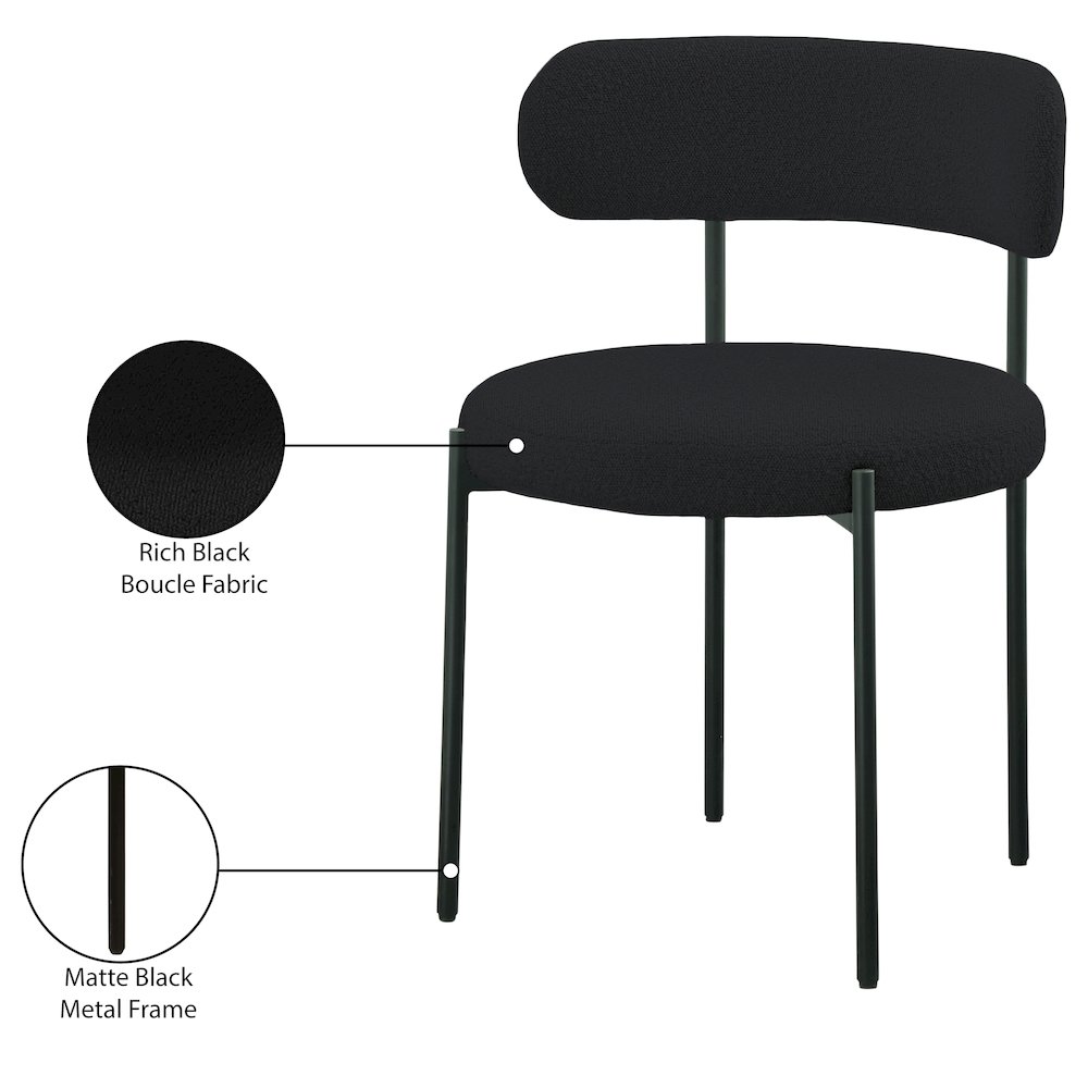 Beacon Black Boucle Fabric Dining Chair, Set of 2. Picture 7