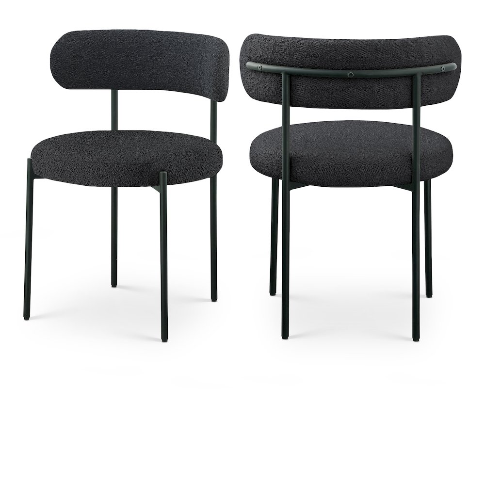 Beacon Black Boucle Fabric Dining Chair, Set of 2. Picture 1