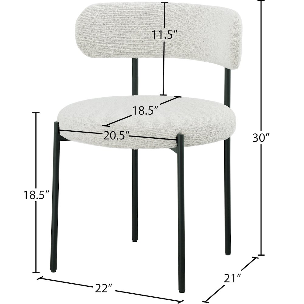 Beacon Cream Boucle Fabric Dining Chair, Set of 2. Picture 6