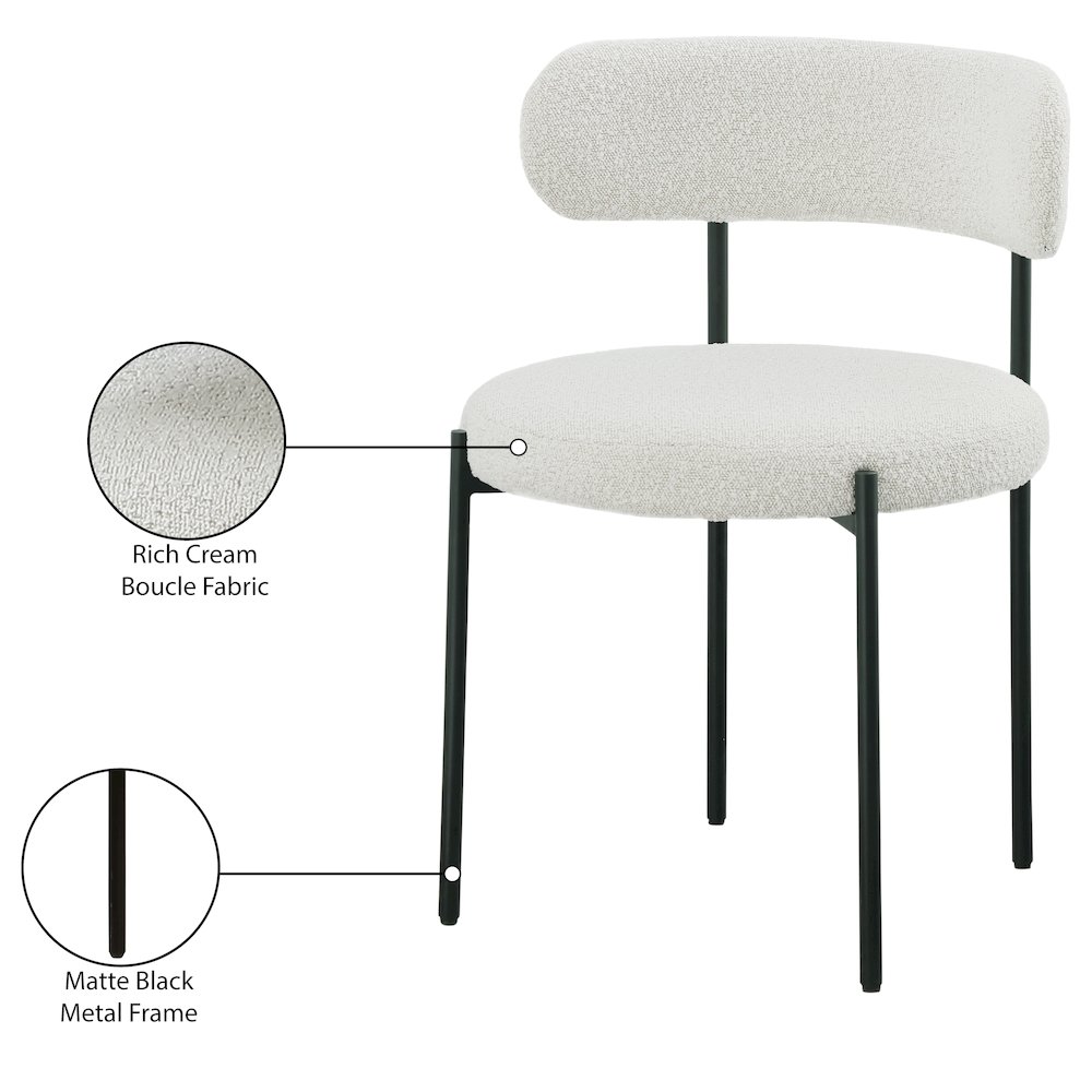 Beacon Cream Boucle Fabric Dining Chair, Set of 2. Picture 7