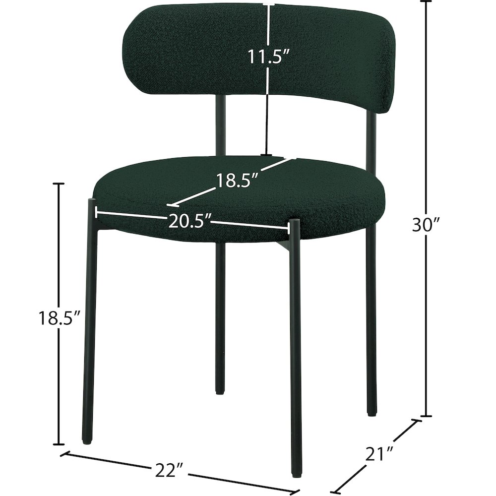 Beacon Green Boucle Fabric Dining Chair, Set of 2. Picture 6